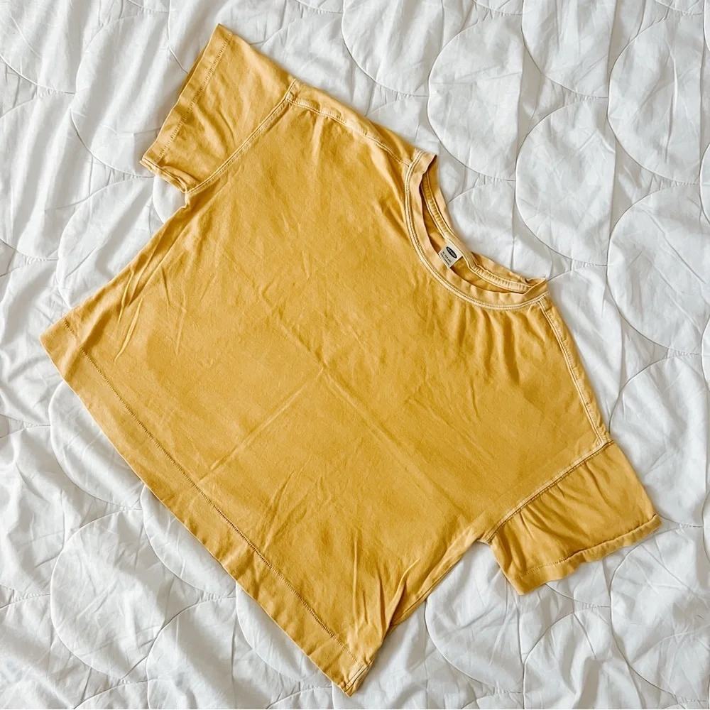 Old Navy Girls Cropped Vintage Crew Neck T-Shirt - Golden, Size XL (14-16)